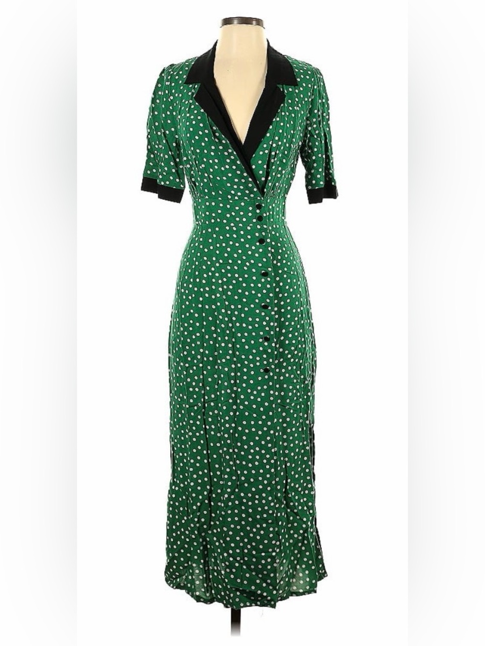 ASOS Green Polka Dot Maxi Dress with Black Trim